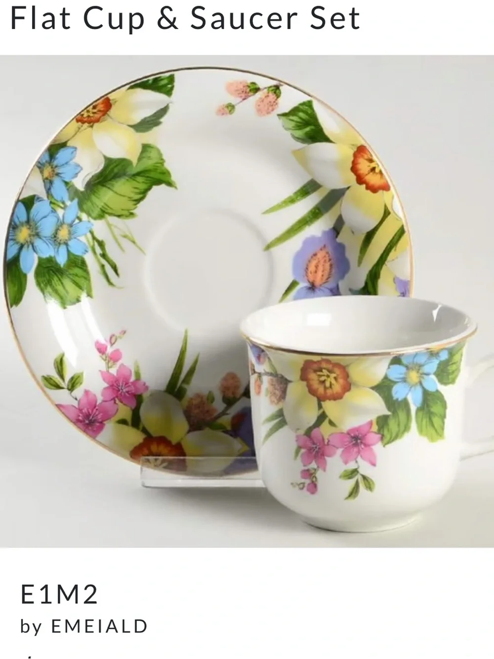 #3062**Floral Tea Cup & Saucer in Multicolor